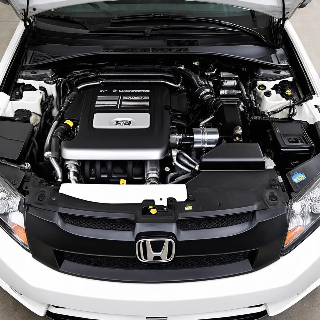 Modified engine bay of a 2010 Honda Civic