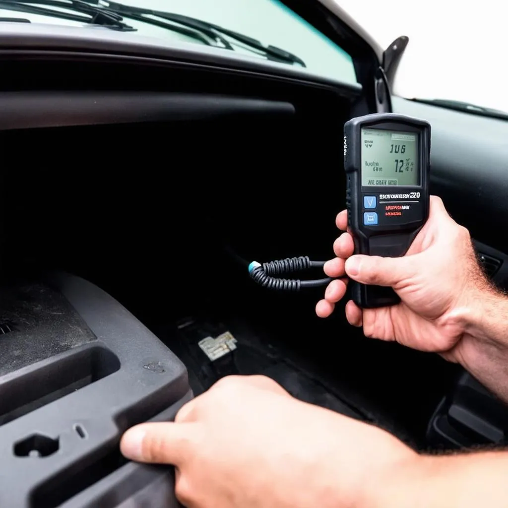 OBD2 scanner in use