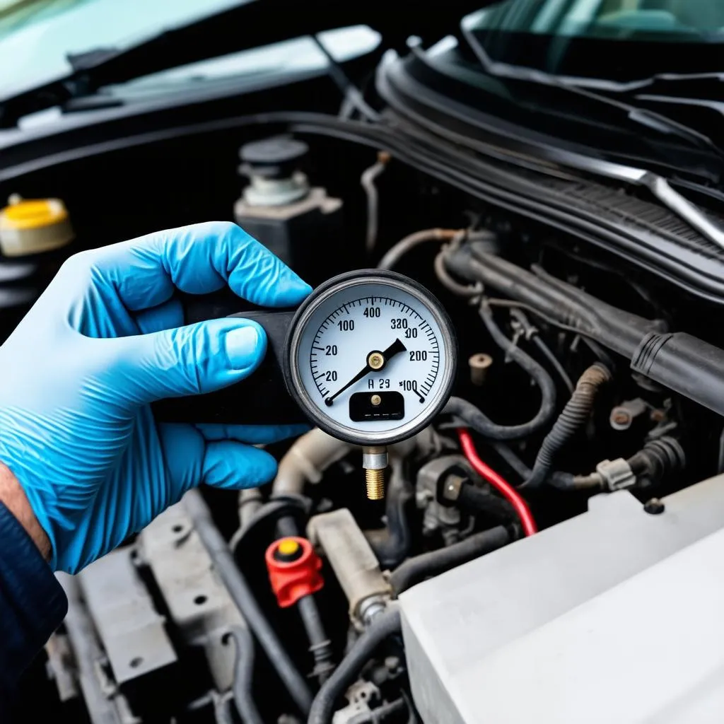 Mécanicien vérifiant la climatisation d'une voiture