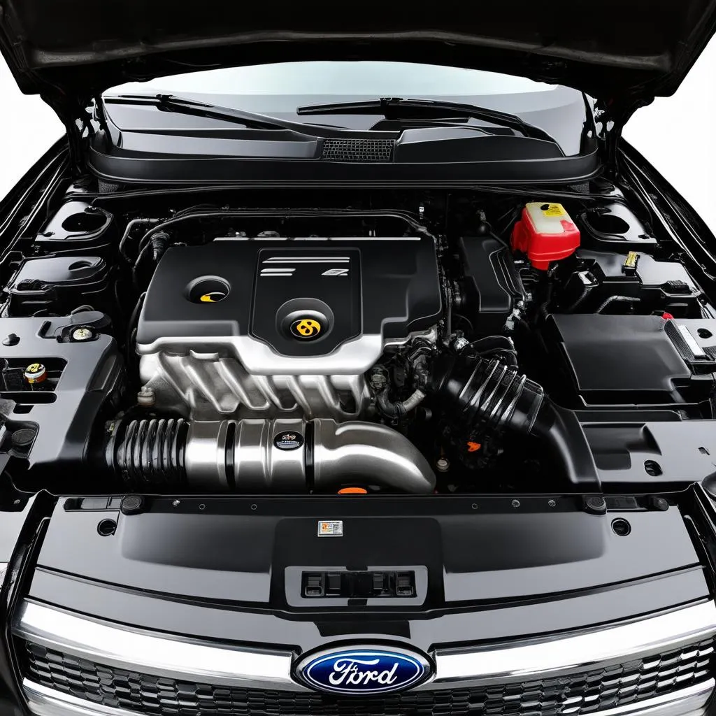 Vue rapprochée du moteur d'une voiture Ford