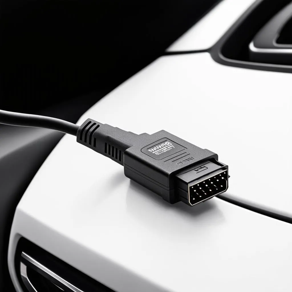 OBD adapter connected to a car