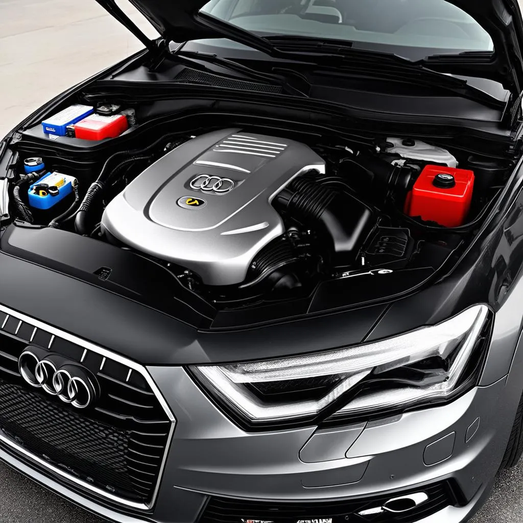 Moteur Audi avec le capot ouvert