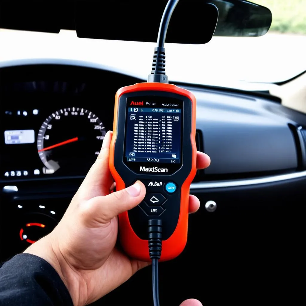 Autel MaxiScan MS300 connected to car