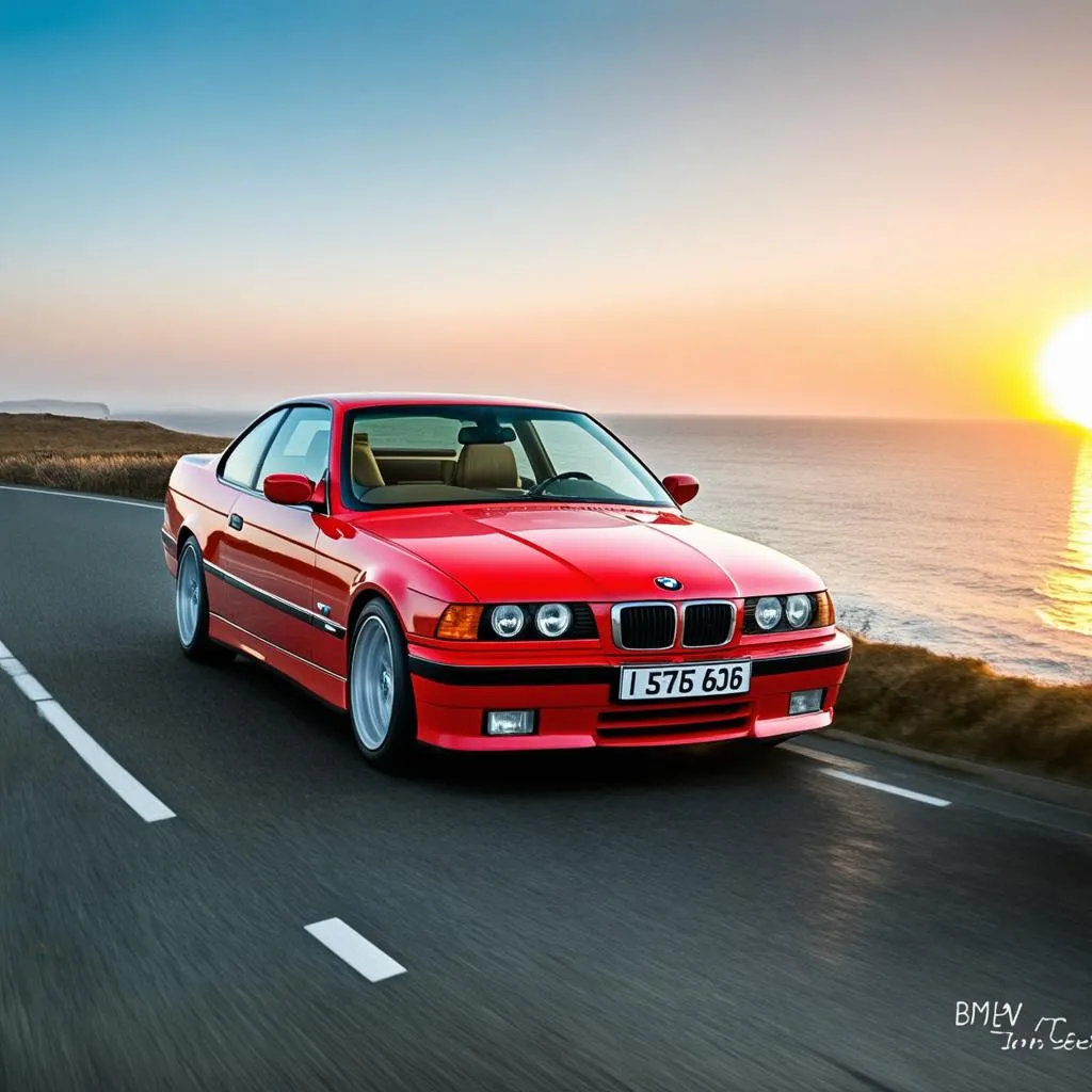 BMW E36 Coupé at sunset