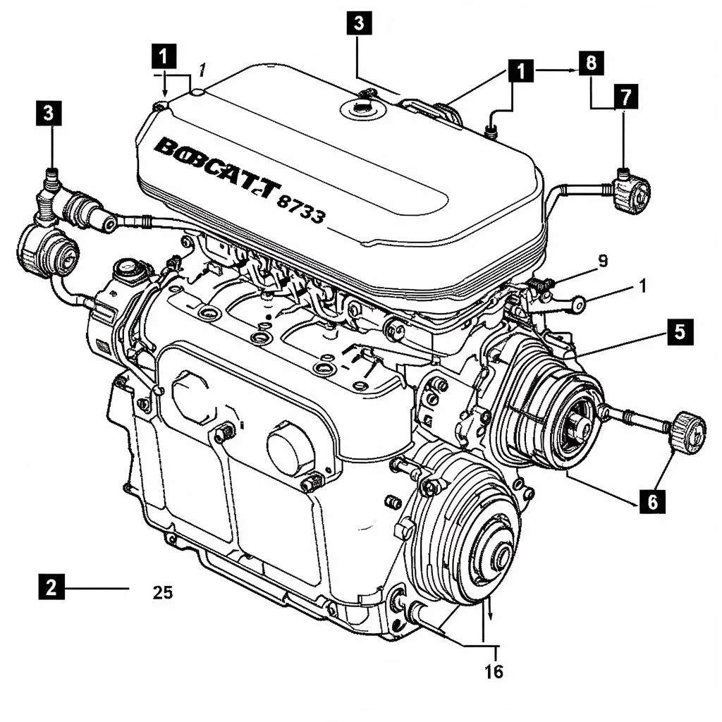 Schéma du moteur Bobcat 873