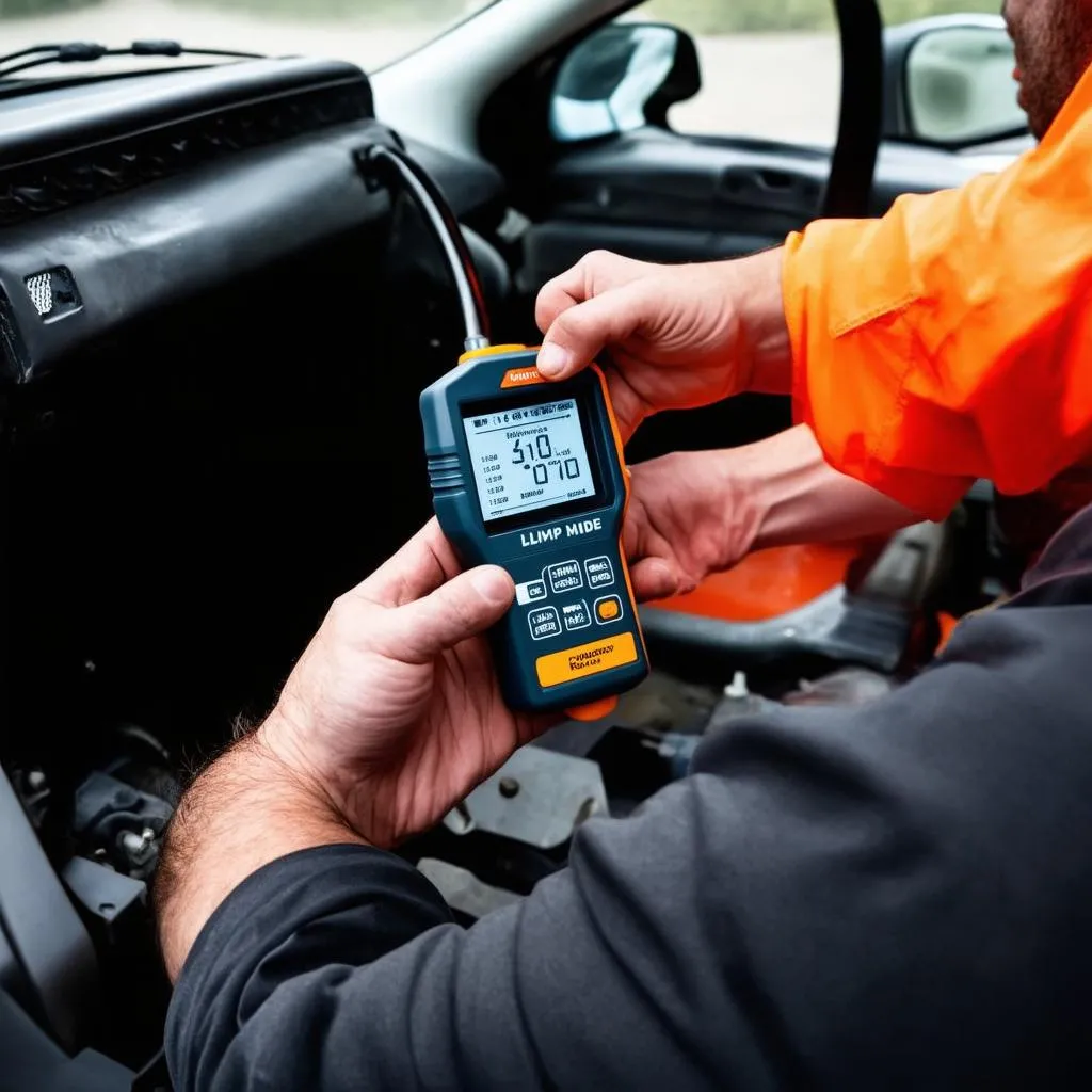 Un mécanicien utilisant un outil de diagnostic sur une voiture