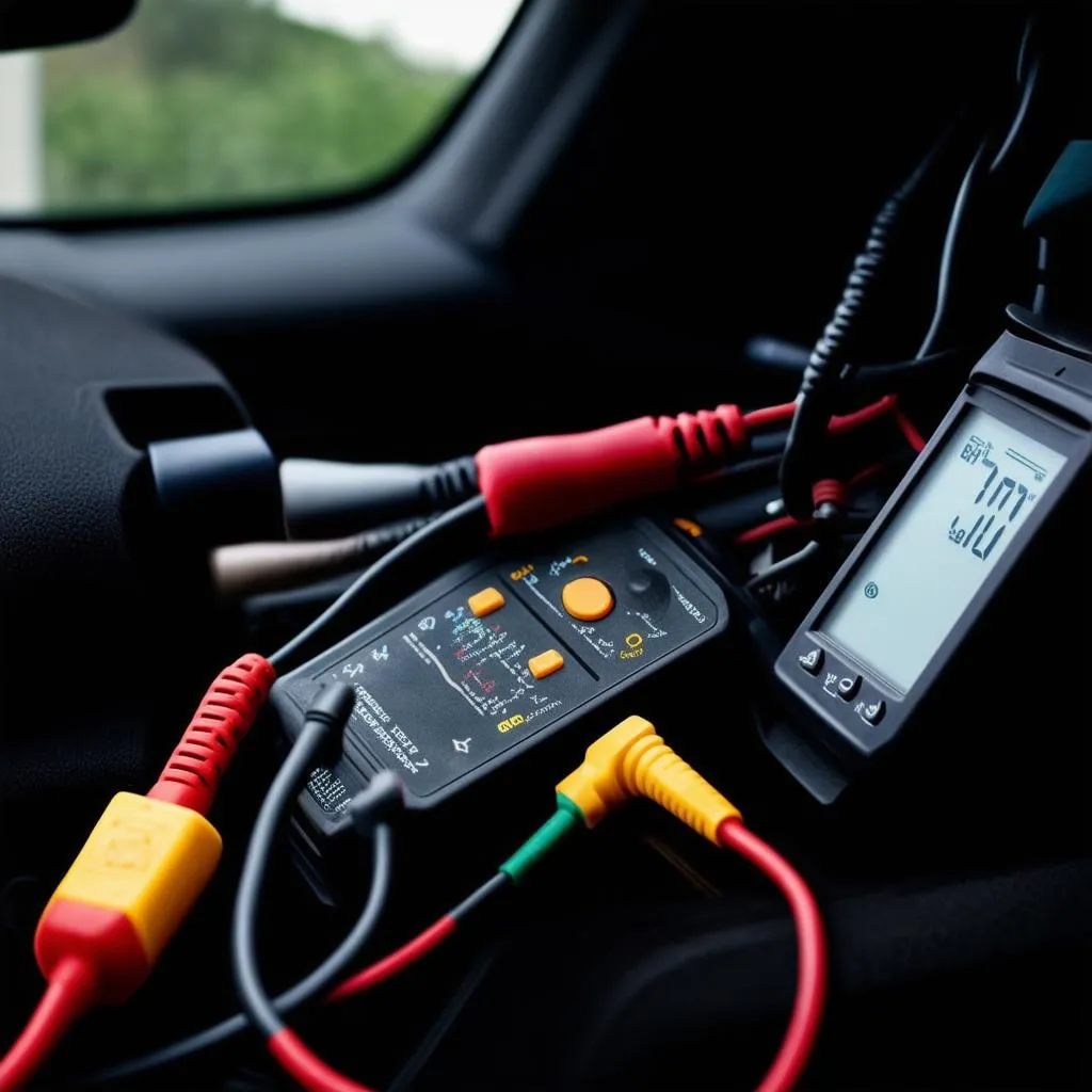 Car diagnostic tools connected to a car