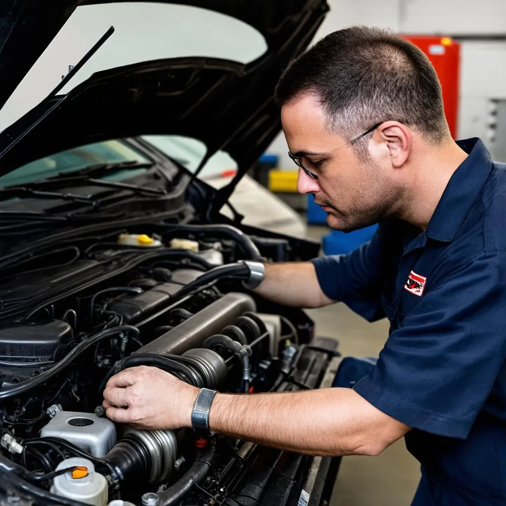 Réparation du moteur d'une voiture