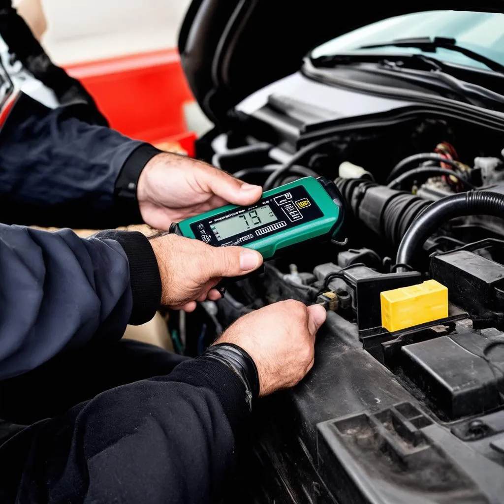 Mécanicien automobile diagnostiquant un problème électrique