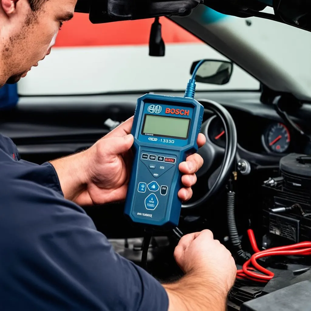 Car Mechanic Using OBD Scanner