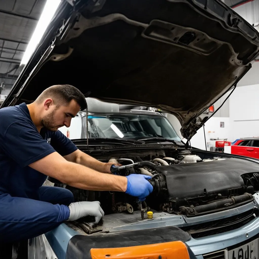 Mécanicien automobile au travail