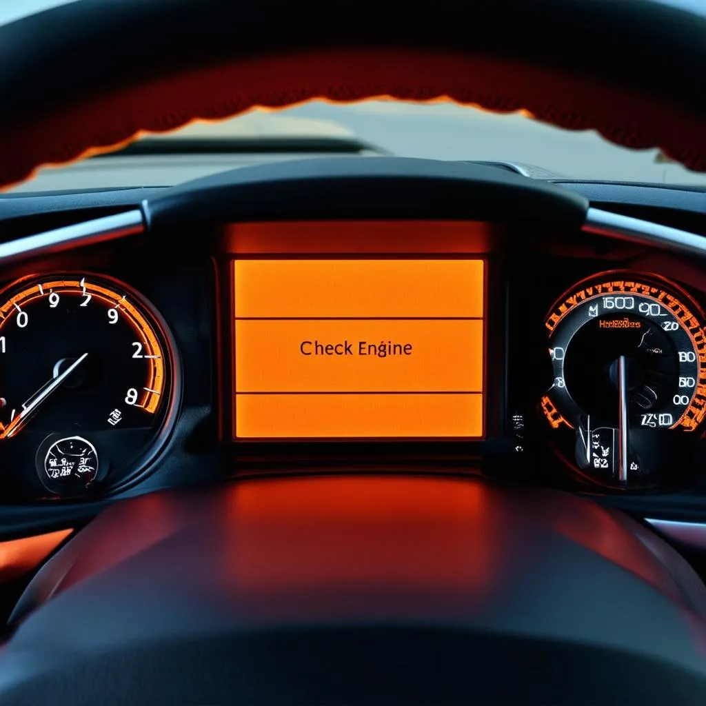 Check engine light on car dashboard