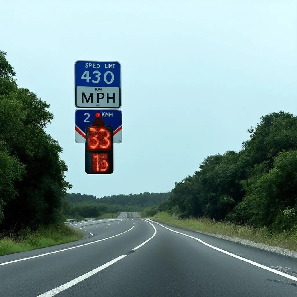 Panneaux de limitation de vitesse sur l'autoroute