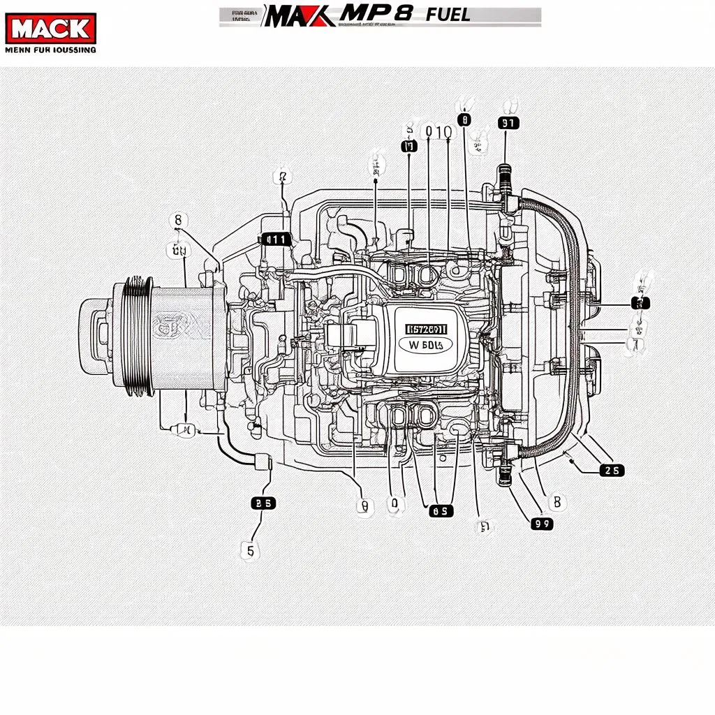 Schéma du boîtier du filtre à carburant Mack MP8