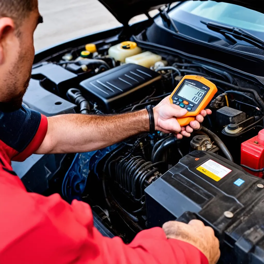 Mécanicien inspectant le moteur d'une voiture