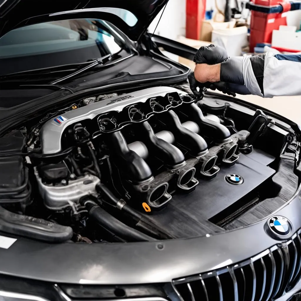 Mechanic Installing M54B30 Intake Manifold