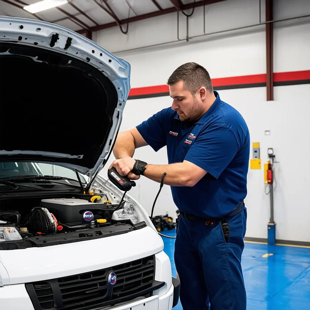 Mechanic diagnosing ProMaster