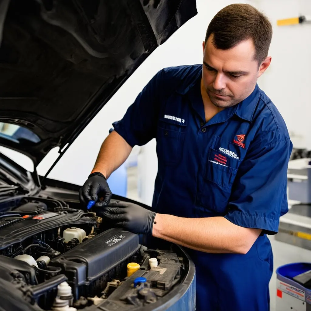 Mechanic Repairing Car