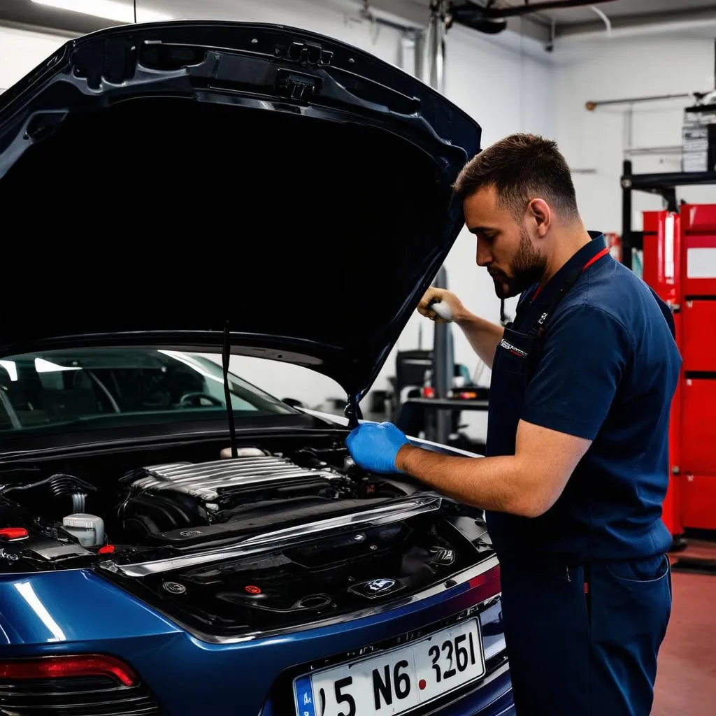 Mechanic Repairing European Car