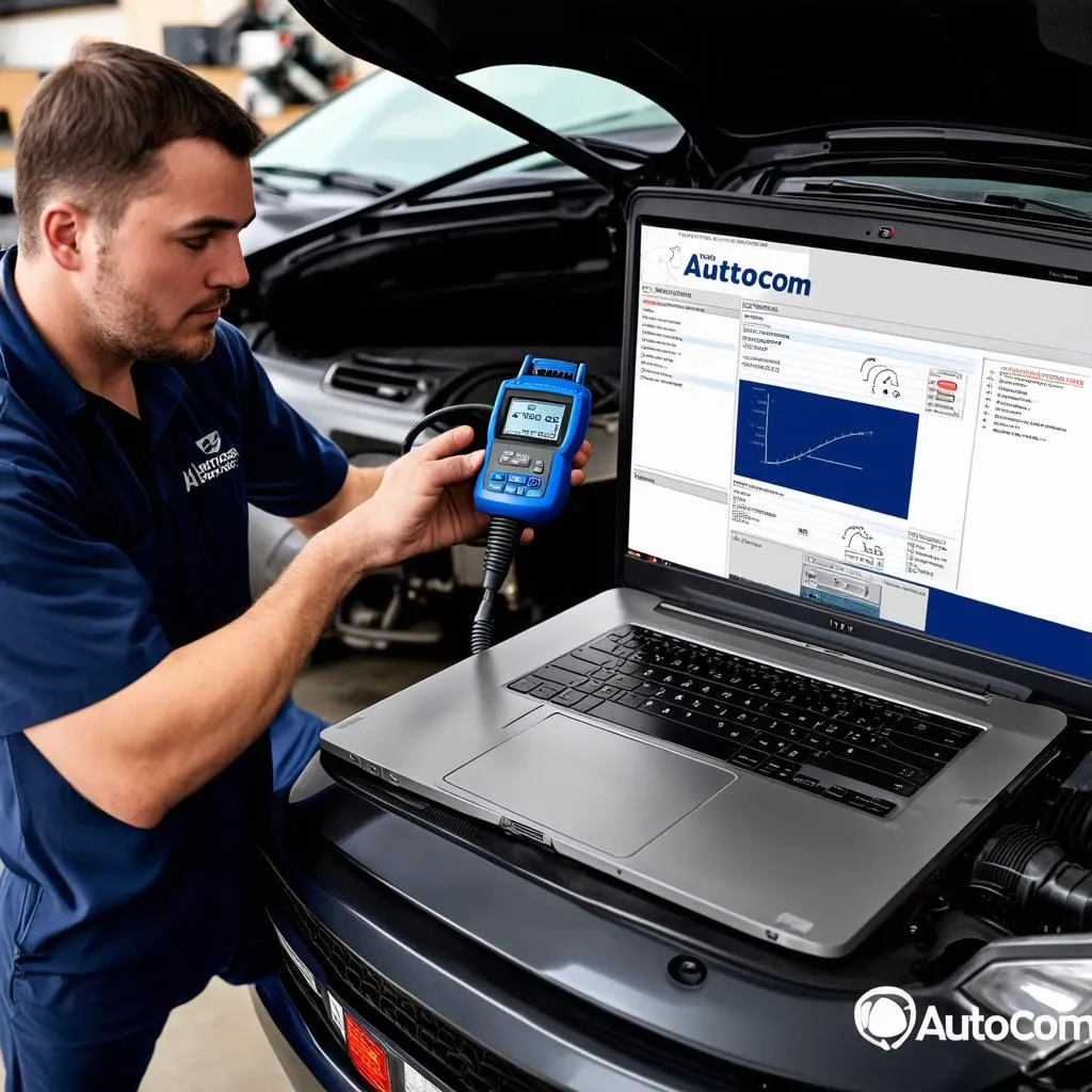 Mécanicien utilisant Autocom OBD