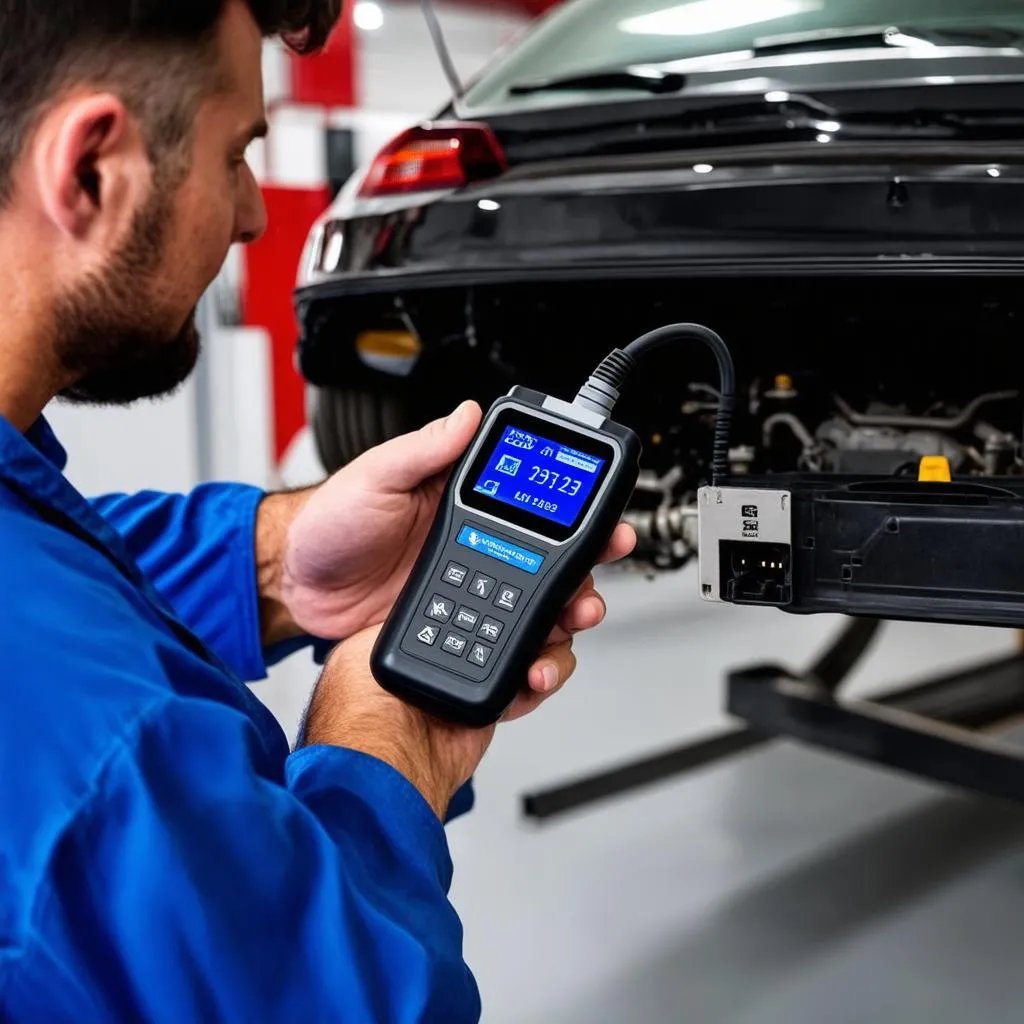 Mechanic using OBD scanner