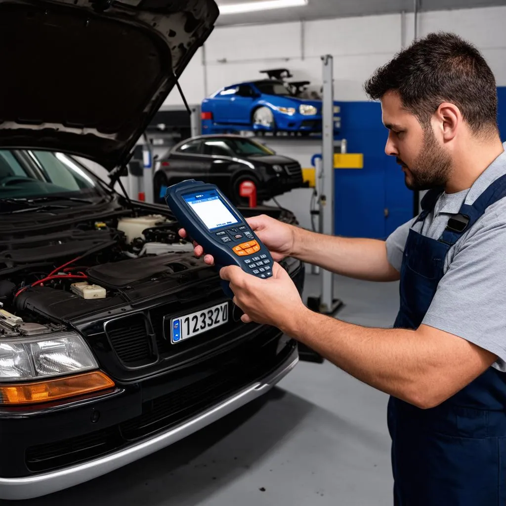 Mechanic Using Scanner