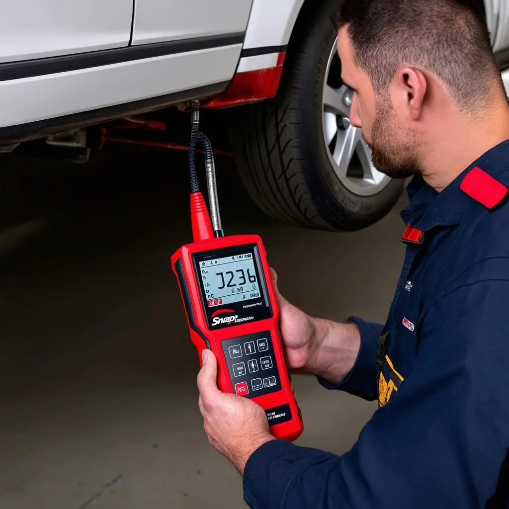 mechanic using snap-on j2534 on car