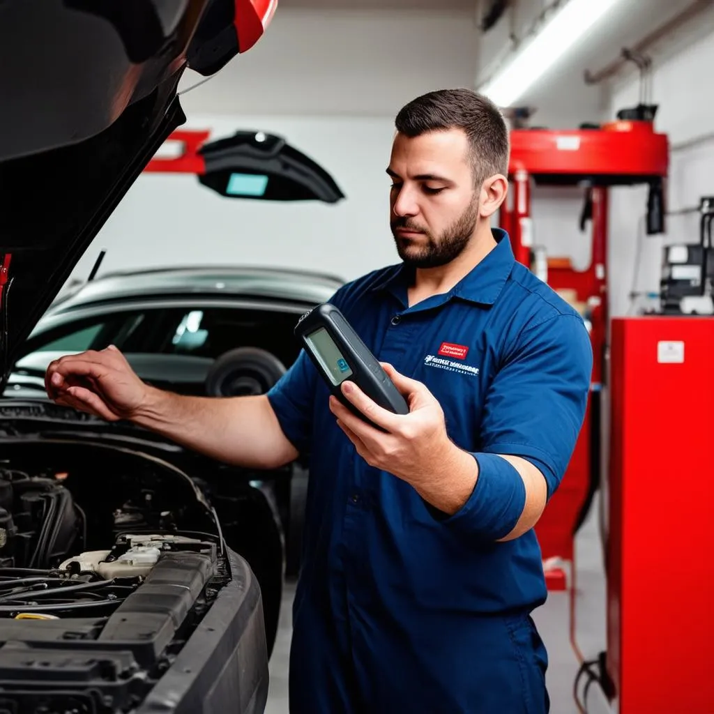 Car mechanic working