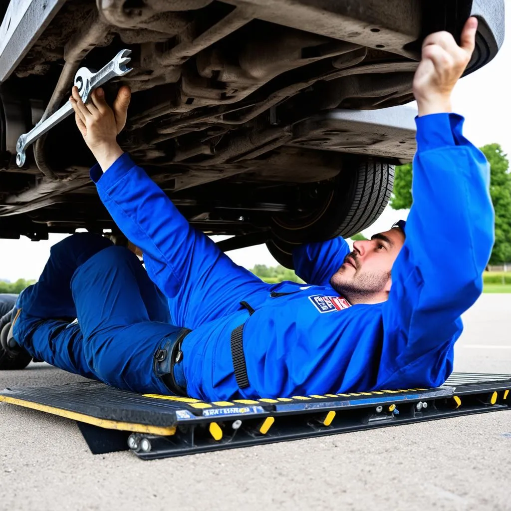 Mechanic Working on Car