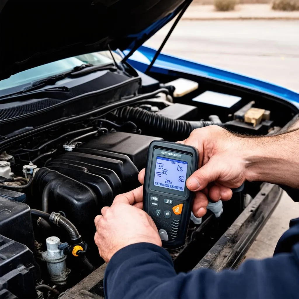 Mechanic Working on Car Engine