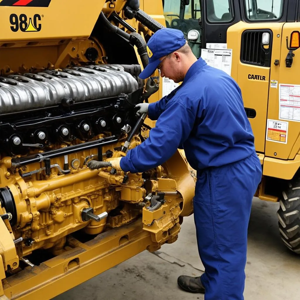 Mécanicien travaillant sur un moteur