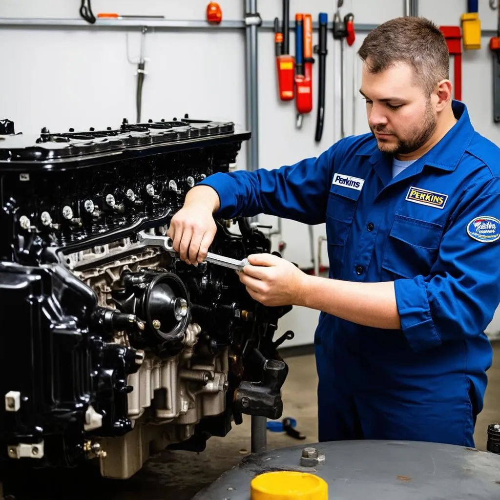 Mechanic Working on Engine