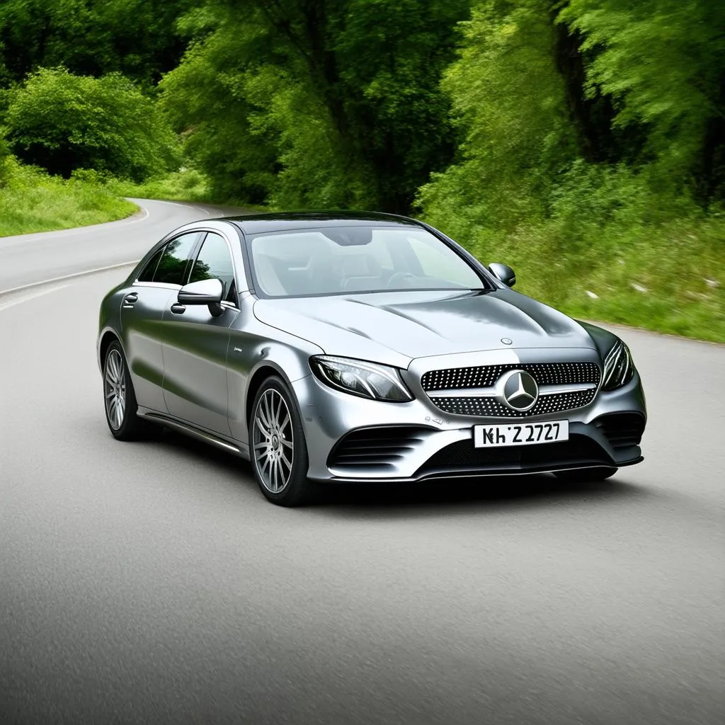 Mercedes on Winding Road