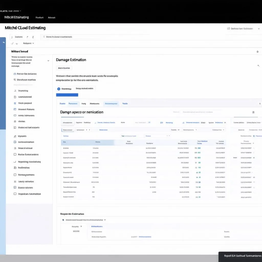 Interface de Mitchell Cloud Estimating