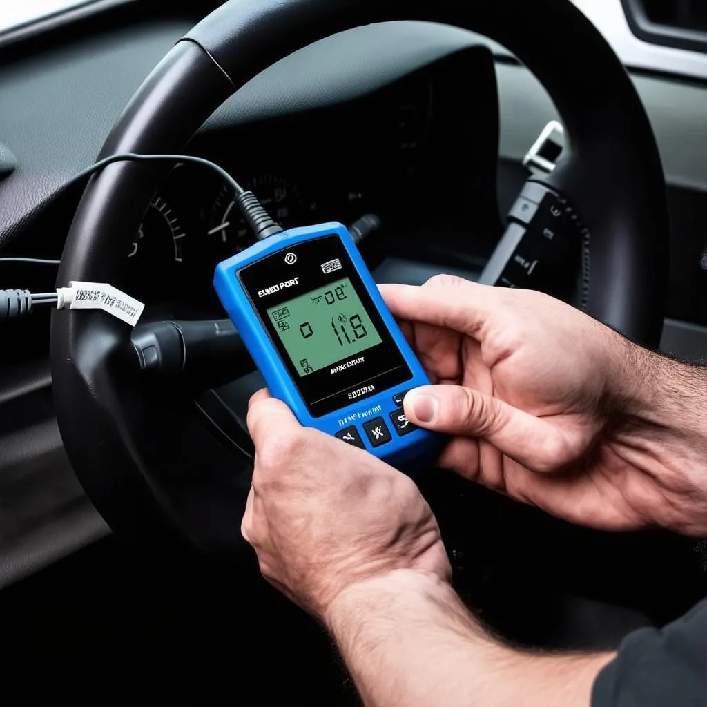 OBD reader connected to a car