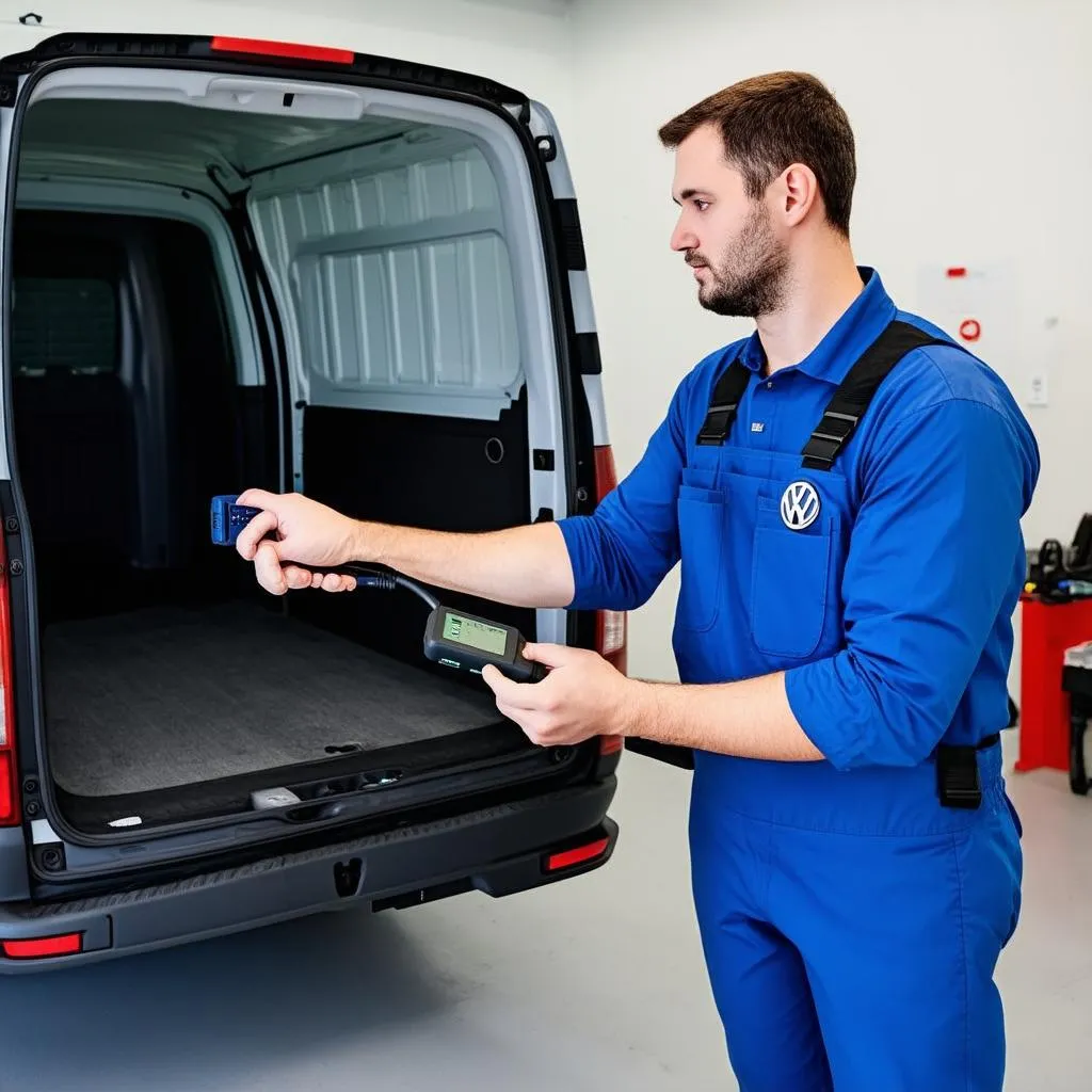 OBD Scanner connected to a Crafter van