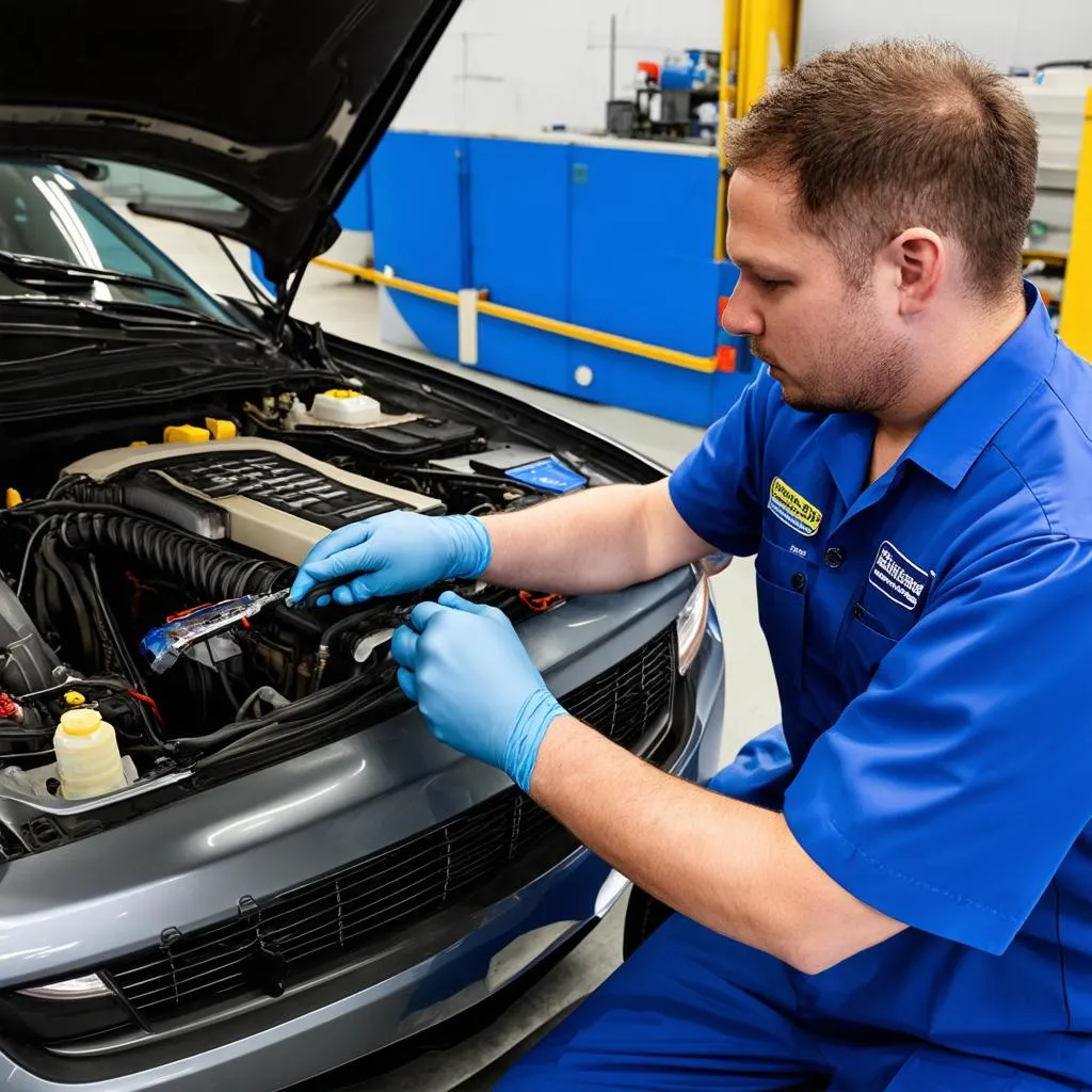 Un technicien effectuant un test SCR