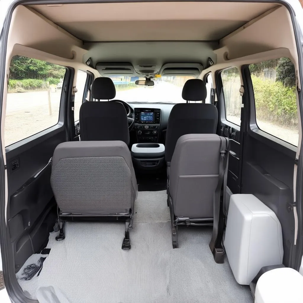 Intérieur spacieux d'une Toyota Hiace 2008