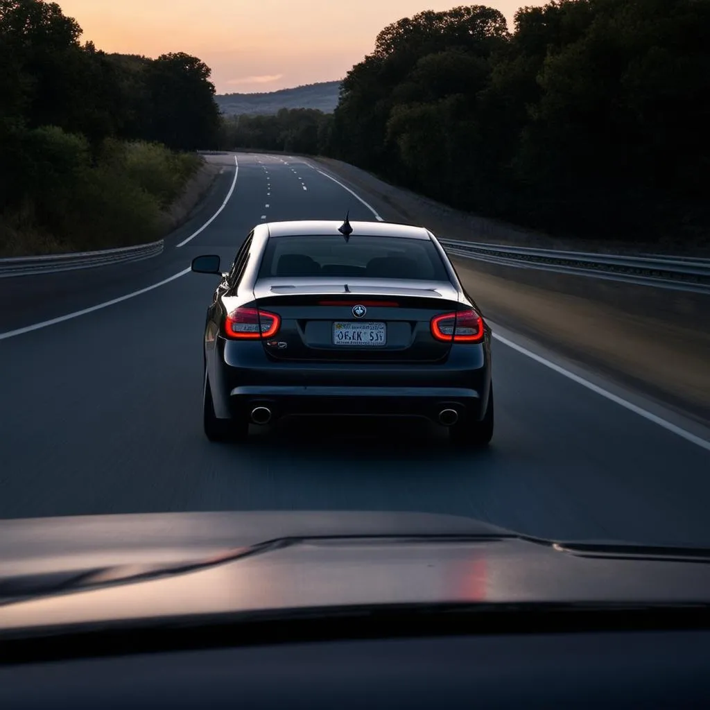 Vitesse d'une voiture sur la route