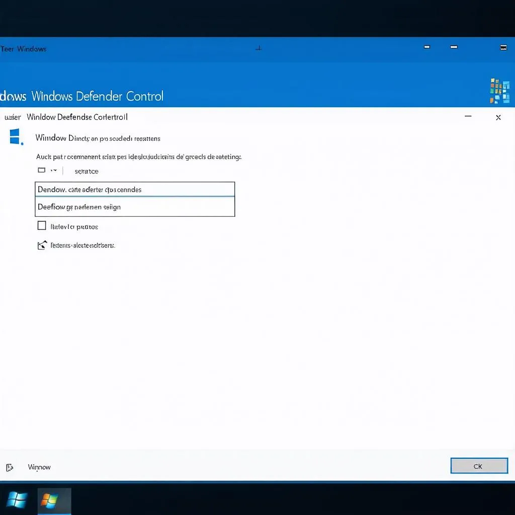 Tableau de bord Windows Defender Control