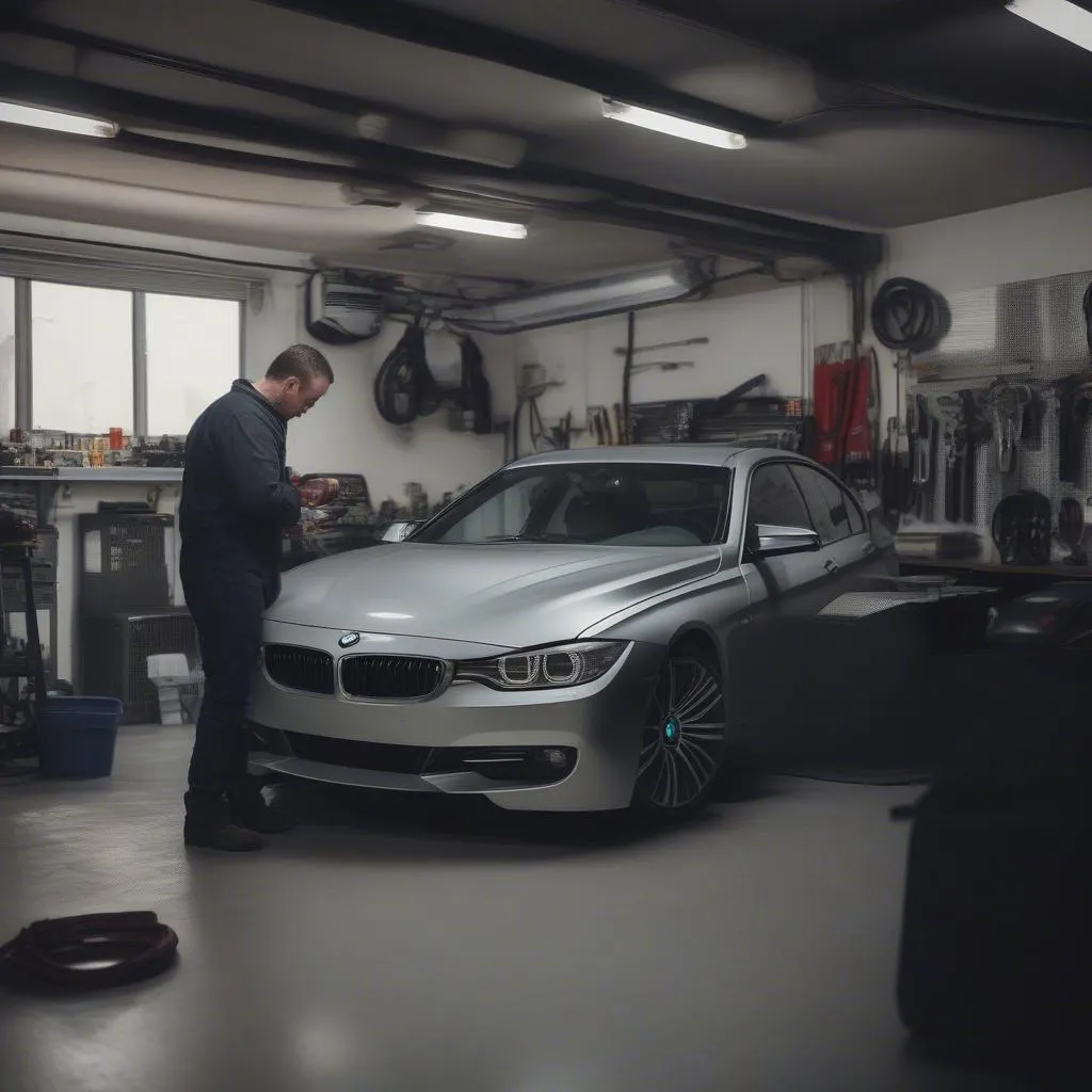 Garage automobile reprogrammant une clé BMW