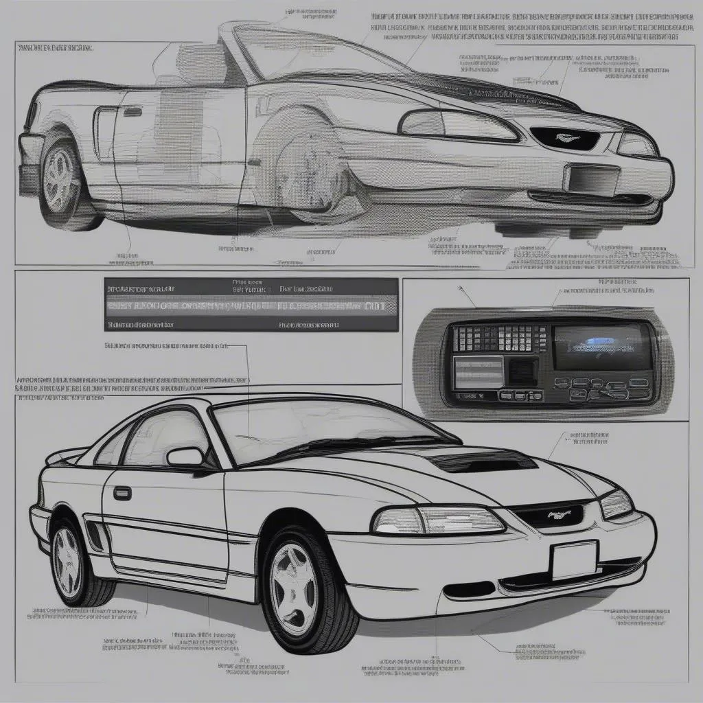 Mécanicien utilisant un scanner OBD2 sur une Ford Mustang 1996