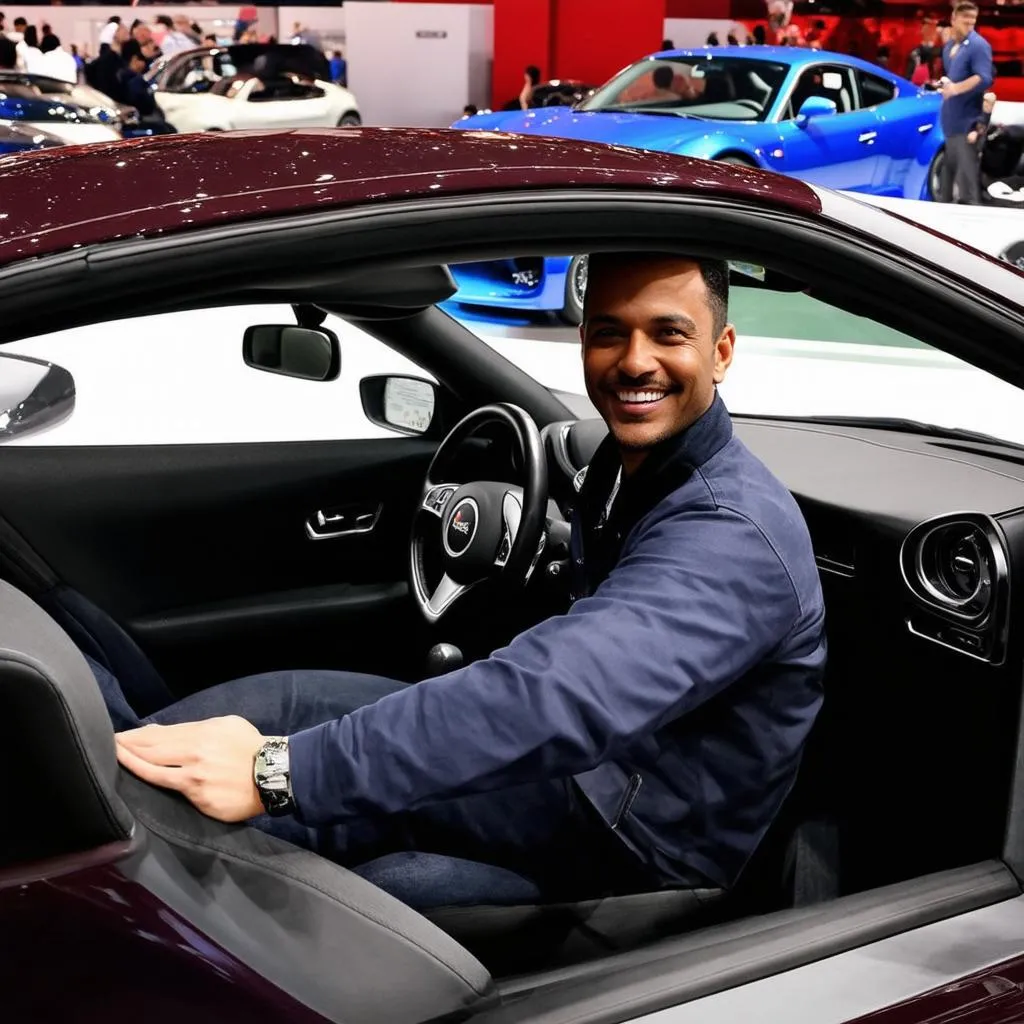 Test driving at the New York Car Show