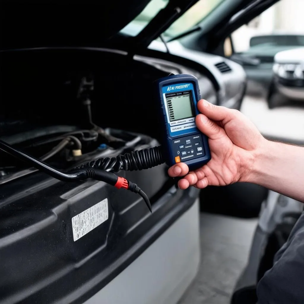 Lecteur OBD II branché sur une voiture