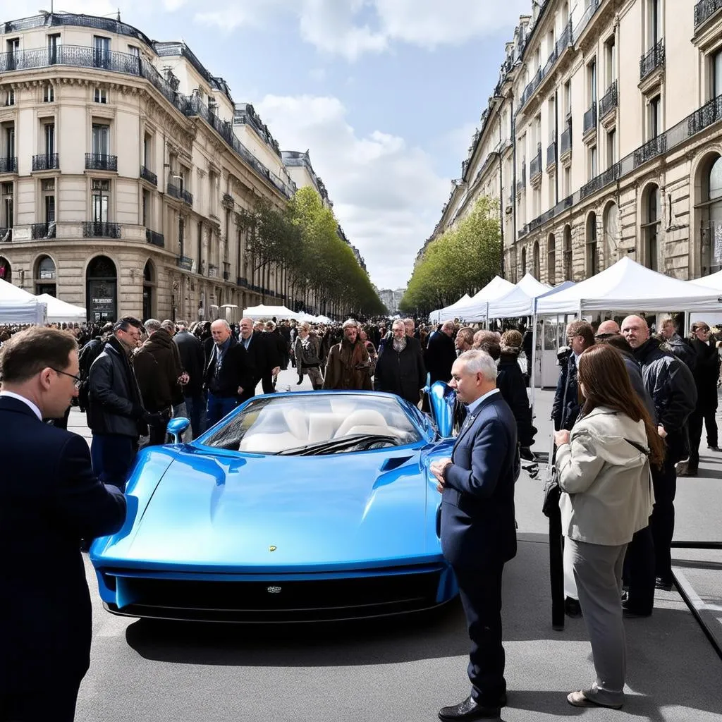 Salon automobile animé à Paris