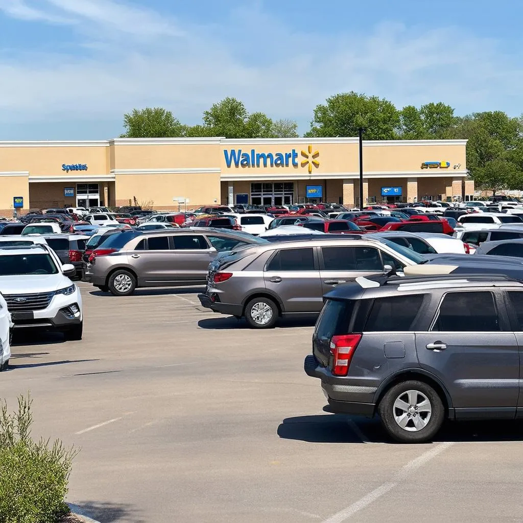 Parking lot at a Walmart store