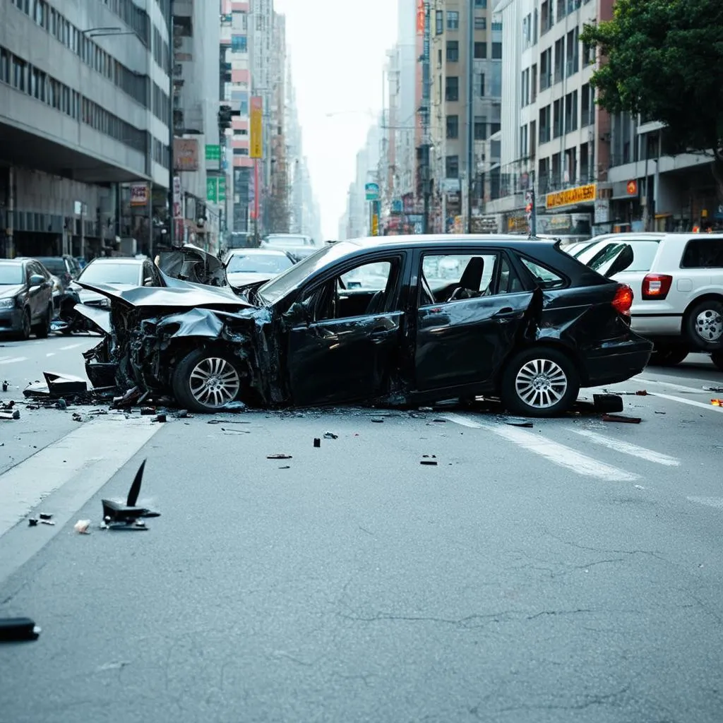 Accident de voiture en ville