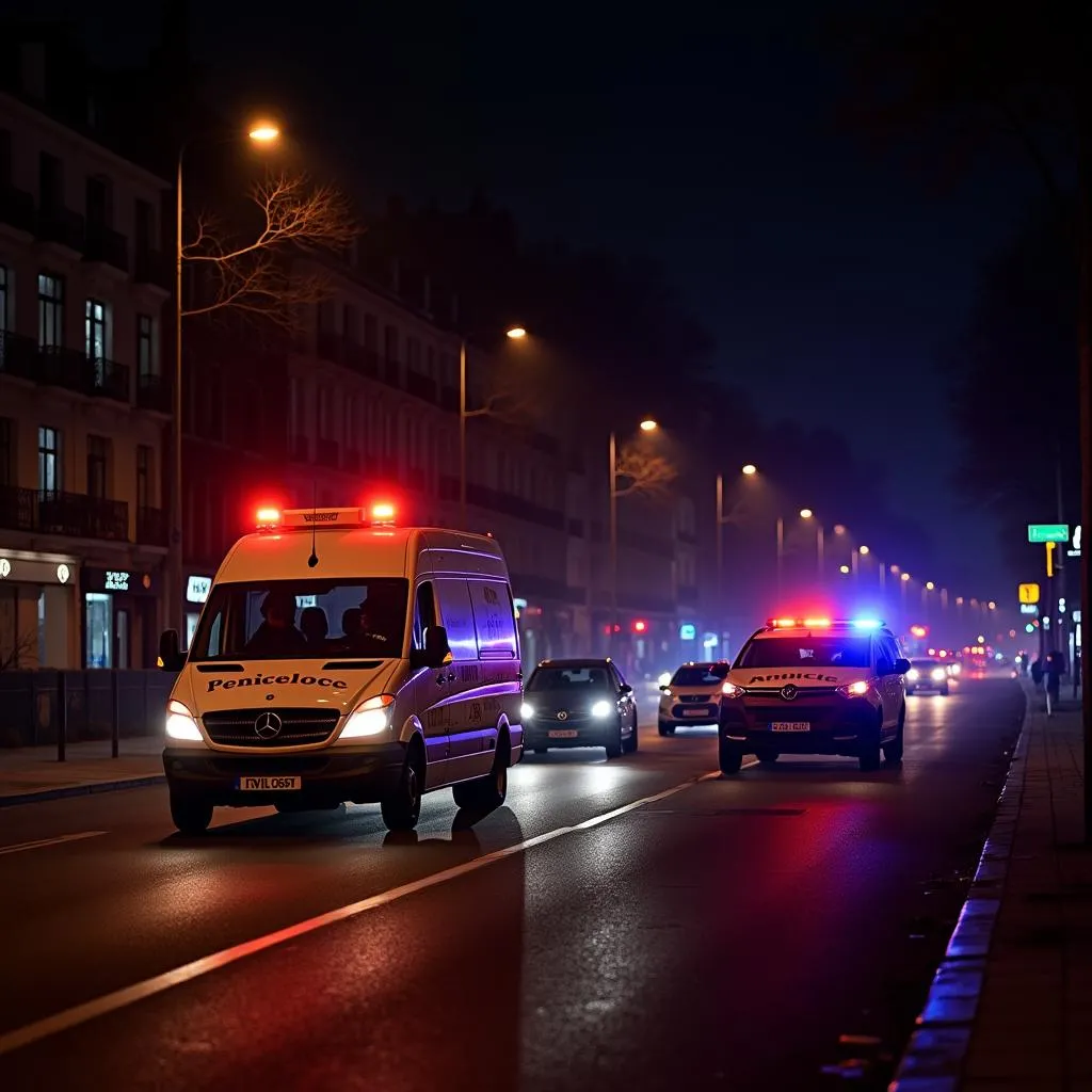 Accident de voiture nocturne à Paris