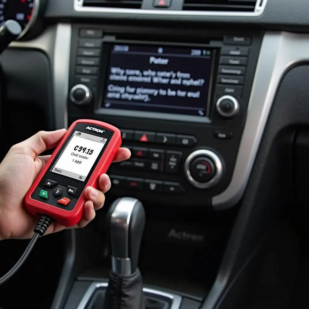 L'Actron CP9125c branché sur le port OBD2 d'une voiture