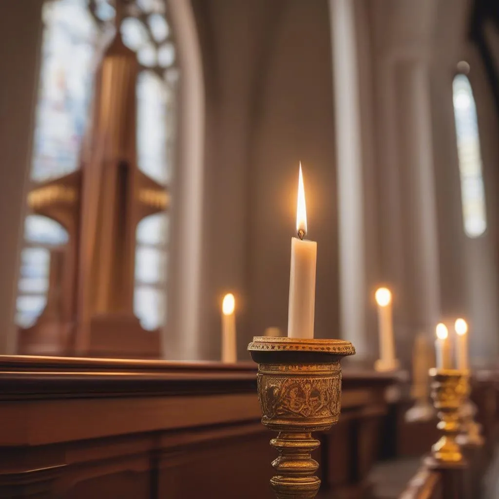 Cierges d'autel lors d'une cérémonie religieuse